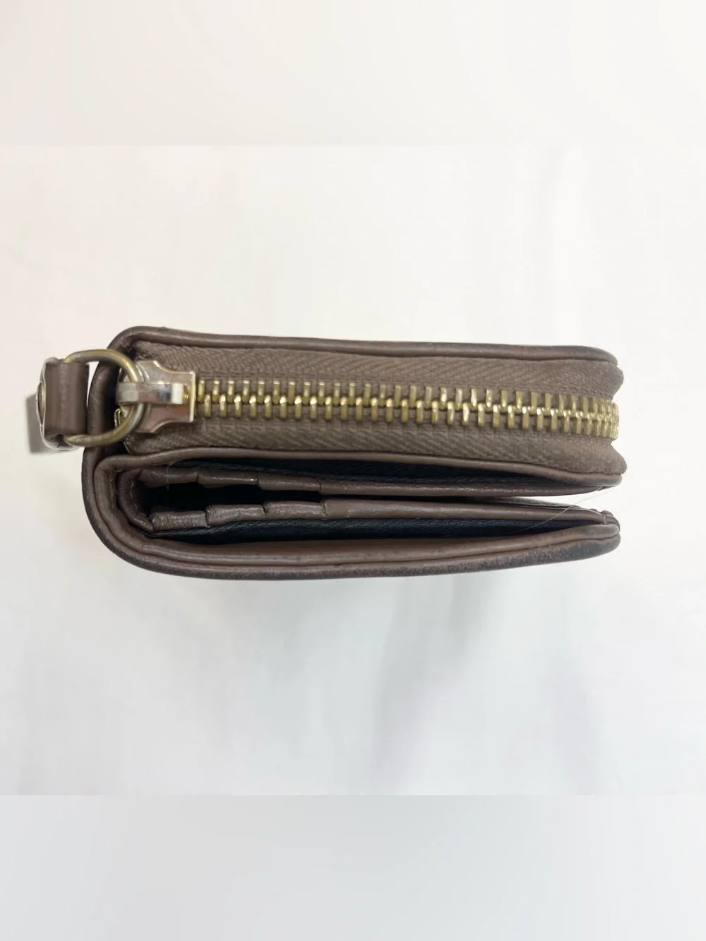 See By Chloe Vintage Leather Embroidered Logo Zip Around Wallet Brown